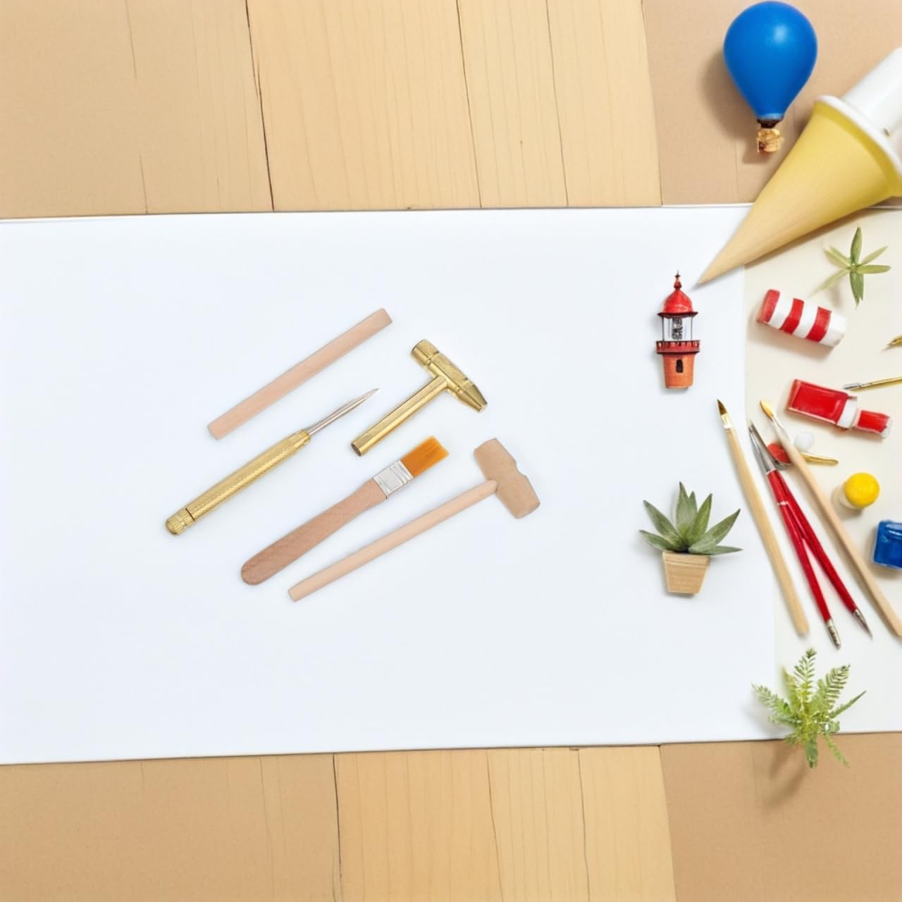 Veemoon Utensili per sepoltura in legno per bambini, martello scalpello, legno per bambini con martello scalpello pennello lente d'ingrandimento per apprendimento fai da te