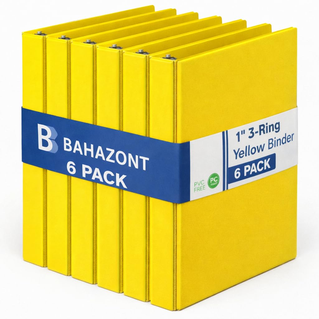 Lot de 6 classeurs à 3 anneaux de 2,5 cm, sans PVC, anneaux ronds durables, pochettes transparentes, peut contenir 220 feuilles, pour l'école, le bureau, la maison