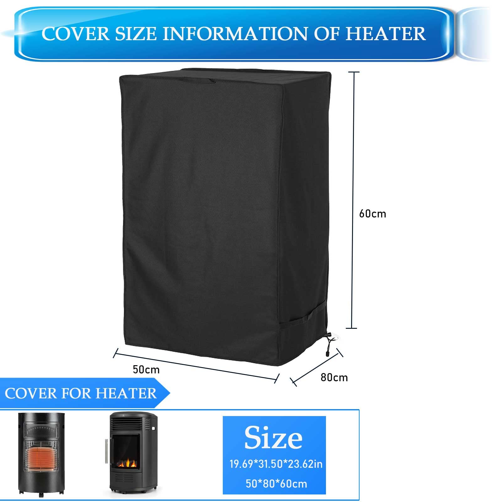 Coperture Protettive Stufetta a Gas per Interno, Stufe Portatili Cover Protettiva, Telone Stufe Portatili in Tessuto Oxford 420D, Copertura Protettiva per Riscaldatore a Gas (50x80x60cm)