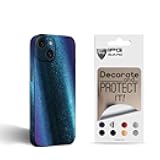 IPG Compatible with iPhone 15 Decorative Carbon Fiber Vinyl Back and Sides Full Protection Anti Scratch Skin Guard - 3D Surface - Easy to Install for 15 (Purple to Navy Blue Chameleon)