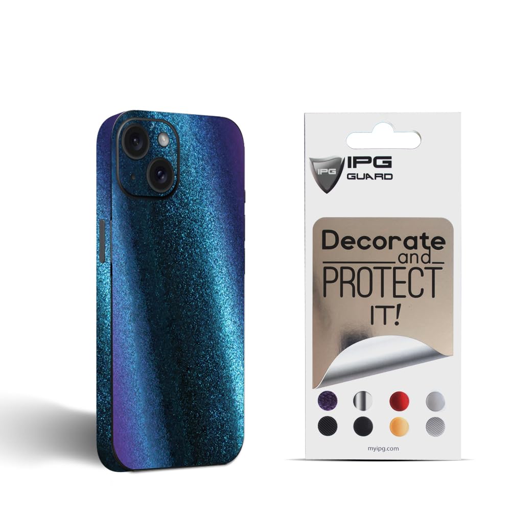Protector antiarañazos iPhone 15 vinilo 3D efecto camaleón morado IPG 6