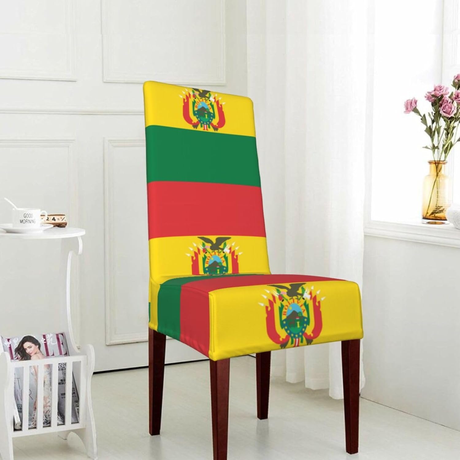 Flag of Bolivia Prints Protection Cover for Dining Chair – Stretchy & Wrinkle-Resistant Chair Throw Covers for Dining Room, Hotel, and Event Decor
