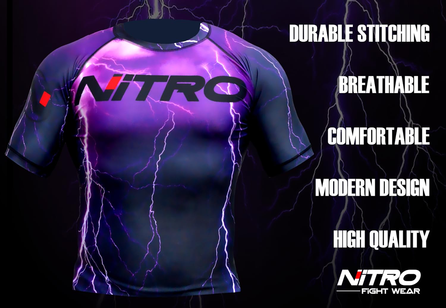 Brazilian Jiu Jitsu Rash Guard - Purple Thunder - MMA Rashguard Grappling BJJ