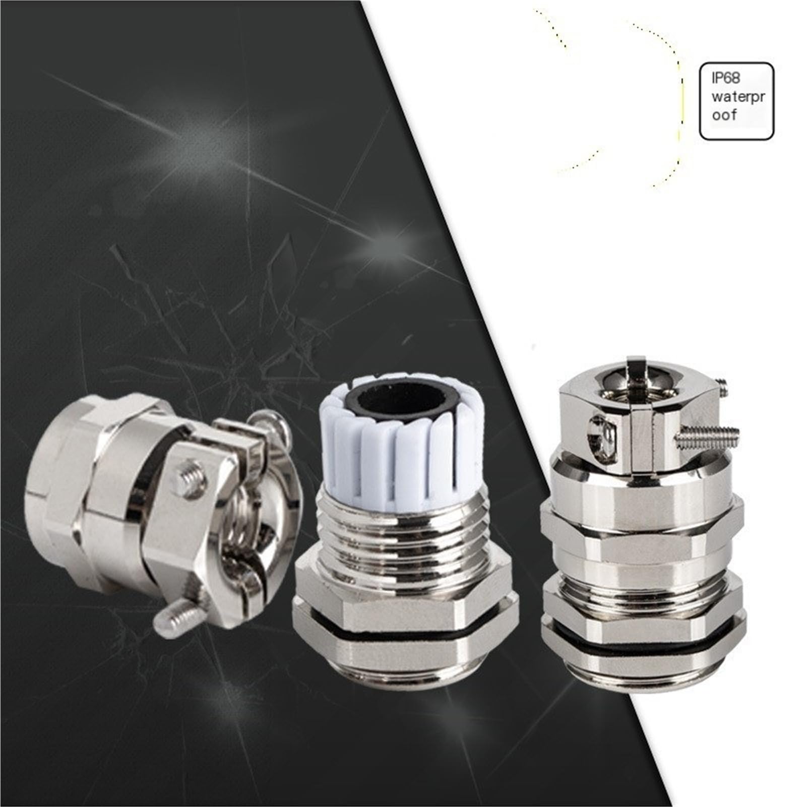 5 uds prensaestopas de Cable impermeables de doble bloqueo de latón niquelado | Conector de cable de sujeción doble métrico IP68, alivio de tensión reforzado(PG42((FOR 32-38mm))