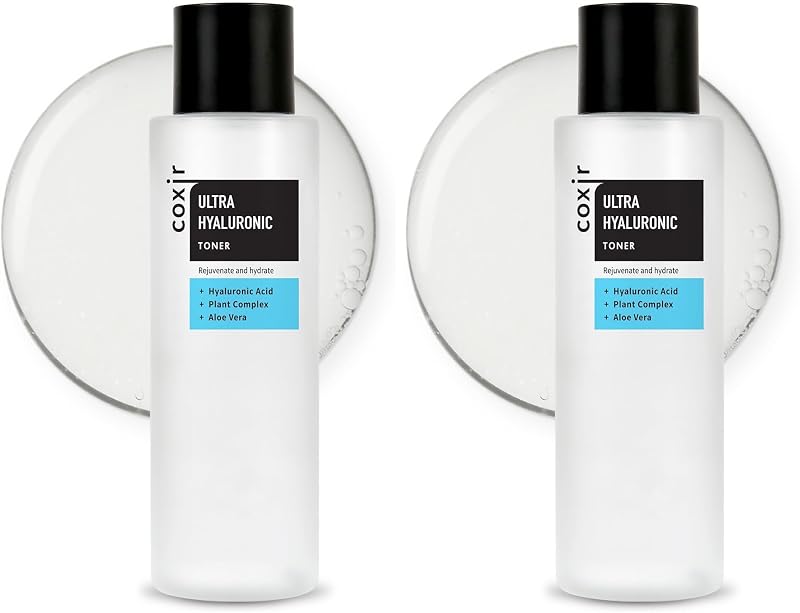 Tônico facial coxir Ultra Hyaluronic Acid, textura aquosa, 150 mL, pacote com 2