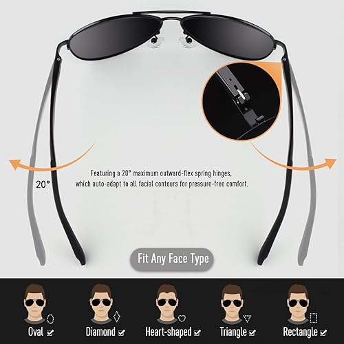 Miniatura 6 de CGID Gafas de sol polarizadas de aleación Al-Mg de alta calidad UV400 con bisagras de resorte para hombres y mujeres