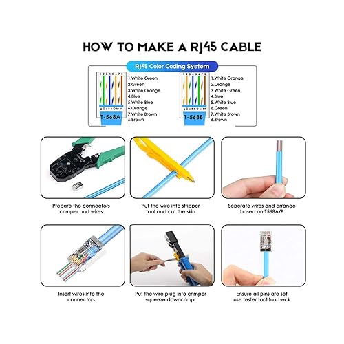 Miniatura 6 de VIVOCH 50 conectores de paso RJ45 Cat6, conectores de paso RJ45 Cat6, conectores de paso RJ45 Cat6, conectores de red modular FTP 8P8C con blindaje