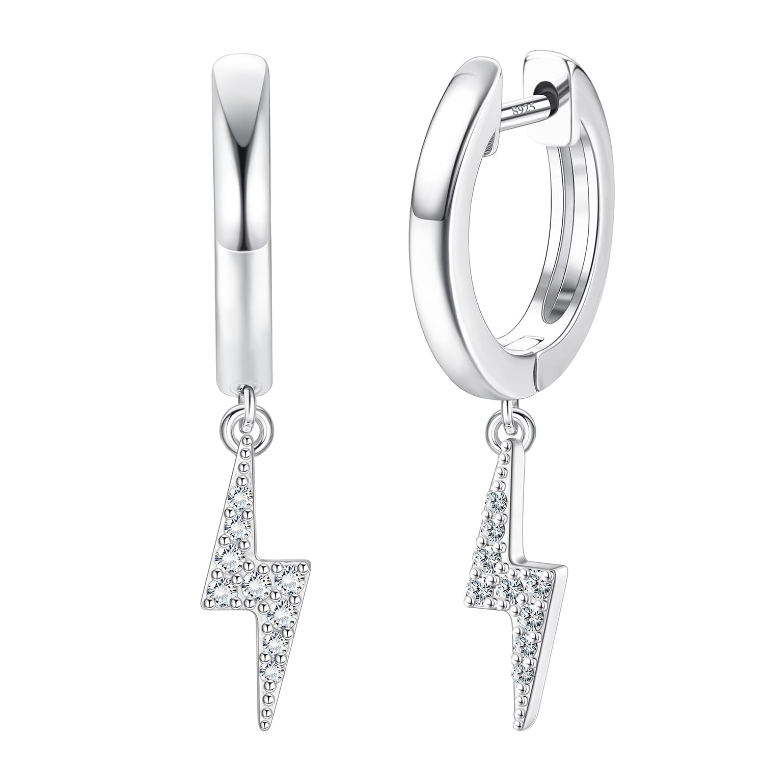 Adramata Pendientes Plata de Ley 925 para Mujer Niñas Pendientes Colgantes de Circonita Cúbica Chapados en Oro de 14 Quilates Pendientes Mariposa | Pendientes Relámpago, Pendientes Hipoalergénicos