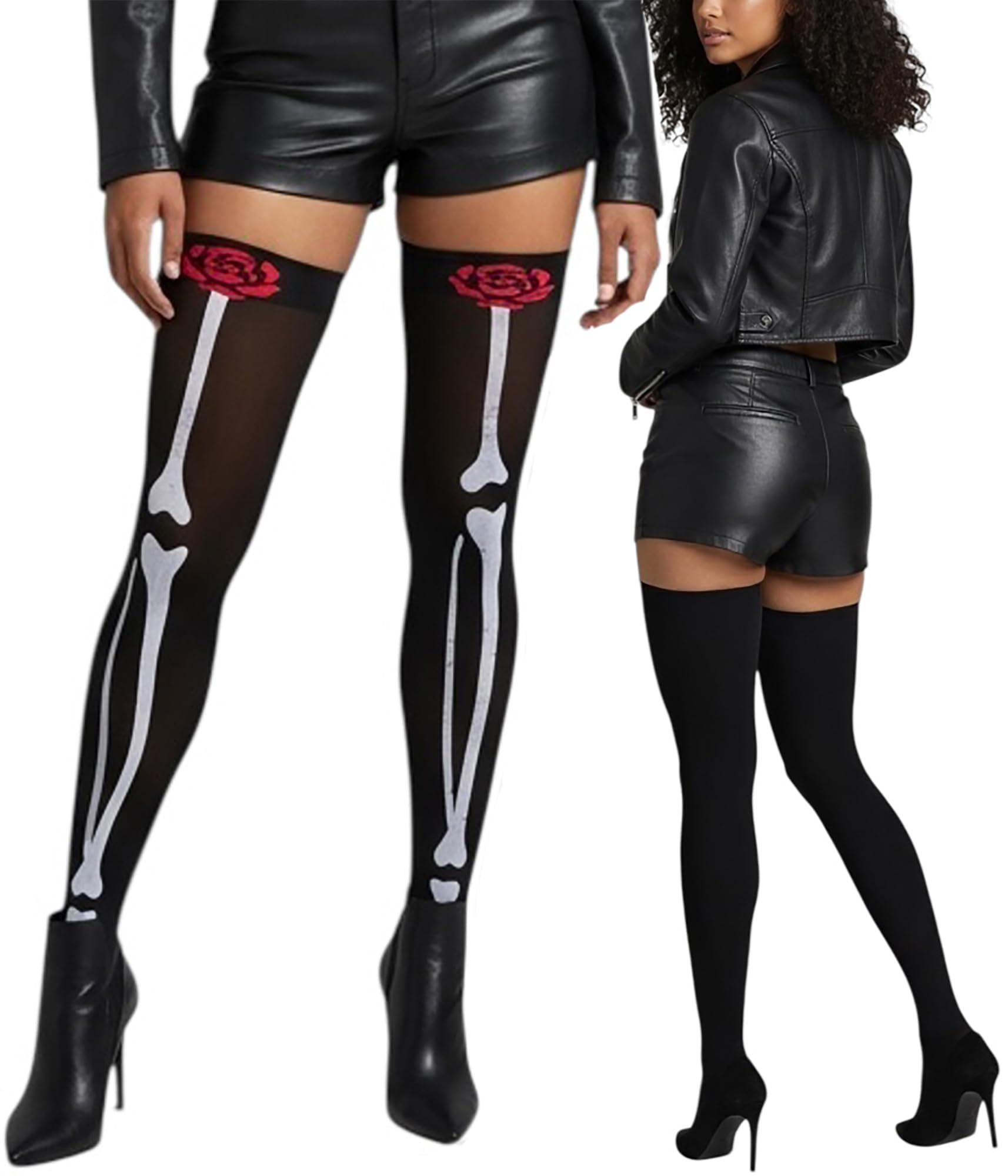 ToBeInStyle Women’s Scary Skeleton Leg Bones Halloween Hosiery Tights &amp; Thigh High Stockings