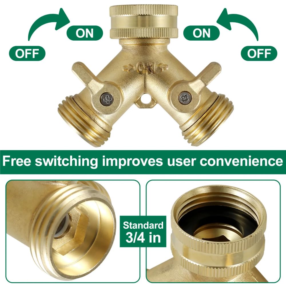 3/4inch Hose Splitter Heavy Duty 2 Way Garden Hose Connector Y Connector Distributor Tap Distributor for Outdoor and Garden Hoses - Image 3