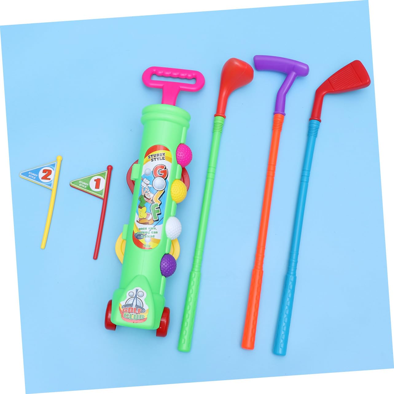 Juego de Golf Infantil 2 Sets Portátiles de Plástico Verde | Actividad Padre-hijo, Uso en Interior, Ligero, para Niños y Niñas, Color Verde