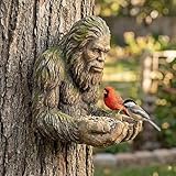 Bigfoots Tree Face Decor - Outdoor Bird Feeder - Bigfoots Face Decoration with Flowers,Garden Sculpture Birdfeeder Yard Art Decoration - Tree Garden Hugger - Yard Art Statues