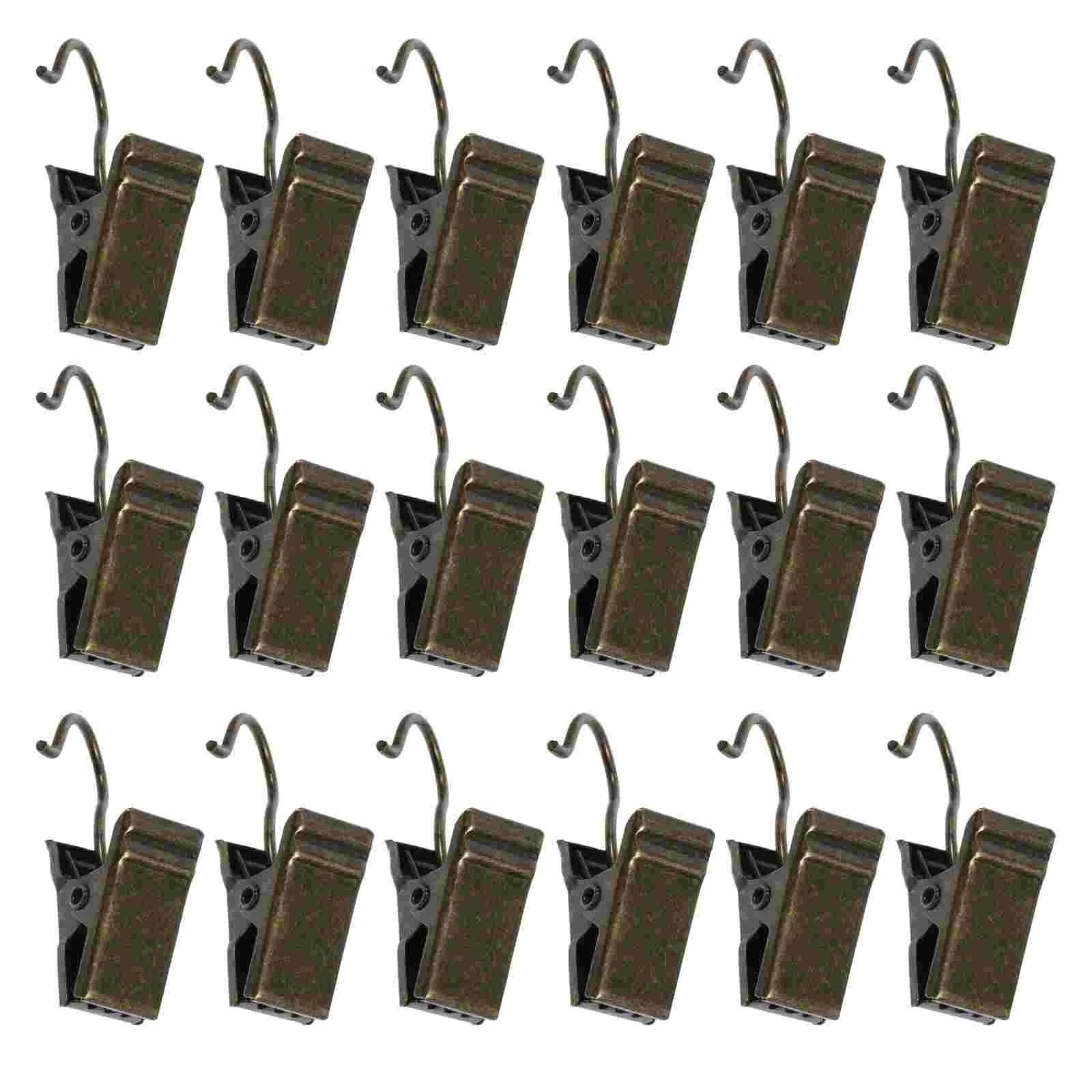 Hooks Clips for Drapes, 100Pcs Shower Curtain Clips Hanging Iron(Bronze)