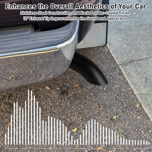 Image of MuHize 3.5 Inch Inlet Turn Down Exhaust Tip Black, 3.5 inch Outlet 12 inch Length