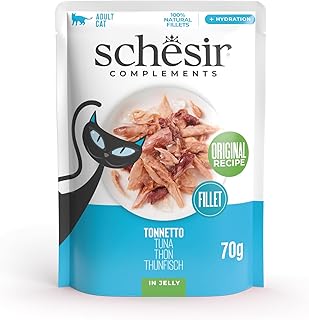 Schesir, Thunfischfilets in Gelee, ergänzendes Nassfutter für Katzen, Originalrezept, 100% natürlich, 12 Beutel à 70 g product image