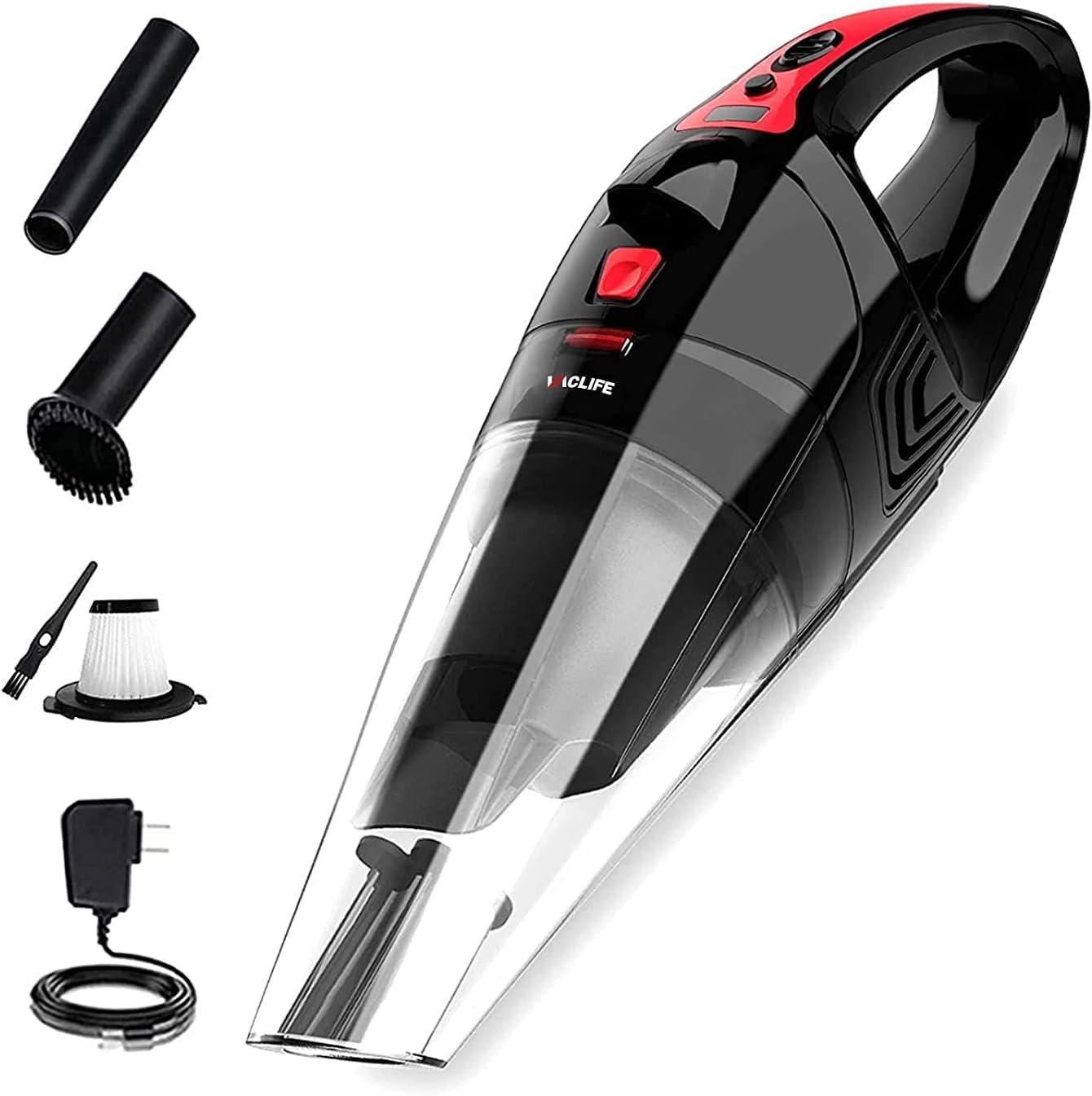 VacLife Handheld Vacuum Cleaner - Hand Vacuum Cordless w/Strong Suction, Portable & Rechargeable Vacuum Cleaner for Car, Red VL106RE