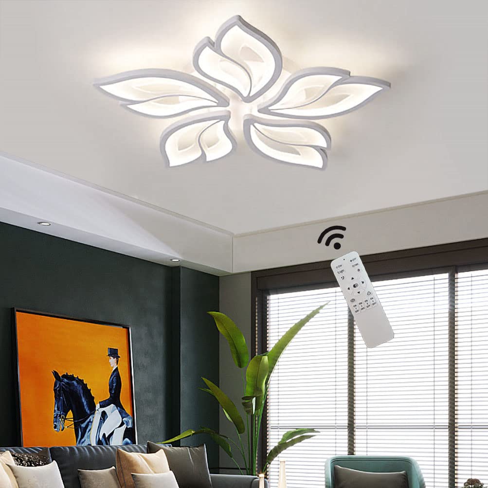 Modern Ceiling Light Fixture Led Chandelier Flush Mount Dimmable with Remote 25.59in Ceiling Lamp 5-Leaf Ceiling Lights Fixture for Living Room Bedroom Kitchen Dining Room Office