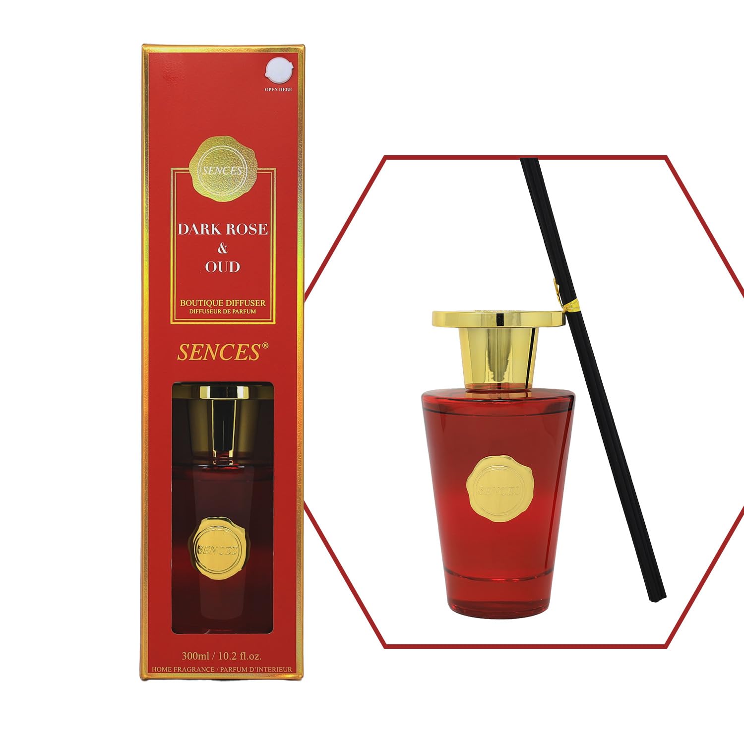 Baltus Dark Rose & Oud Reed Diffuser 300Ml Air Freshener Aromatherapy Fragrance