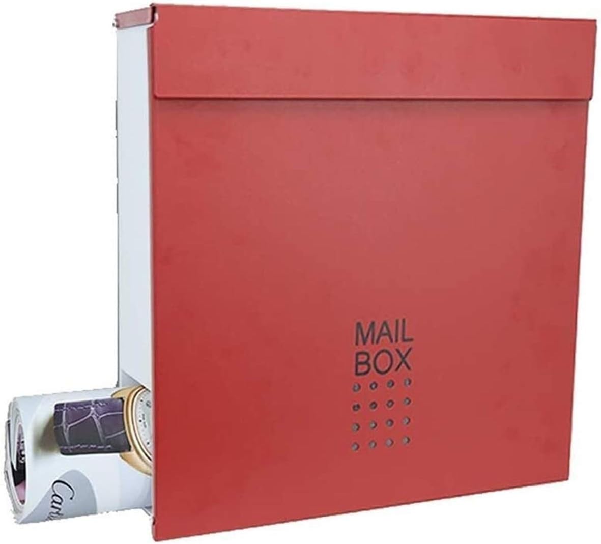 Antique Letterbox,Wall Mounted Vertical Mailboxes Key Lock Drop Mail Box Medium Capacity