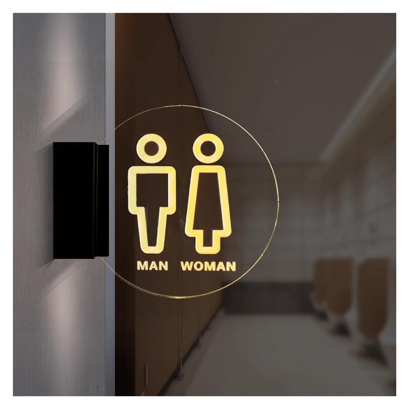 Carteles para aseos, Letrero iluminado for baño redondo for hombre y mujer de 8 pulgadas, decoración acrílica for