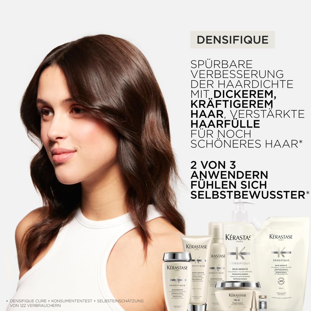 Kérastase Densifique Bain Densité Nachfüllset, Haarbad bei dünnem und dünner werdendem Haar, Enthält: Densifique Bain Densité 500 ml im Pumpspender sowie 500-ml-Nachfüllpackung
