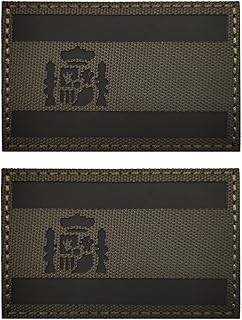 2 PCS AliPlus Spain Flag Patches IR Infrared Reflective Patches Tactical Morale Patch Hook and Loop(Green Black) Spain IR Green Black