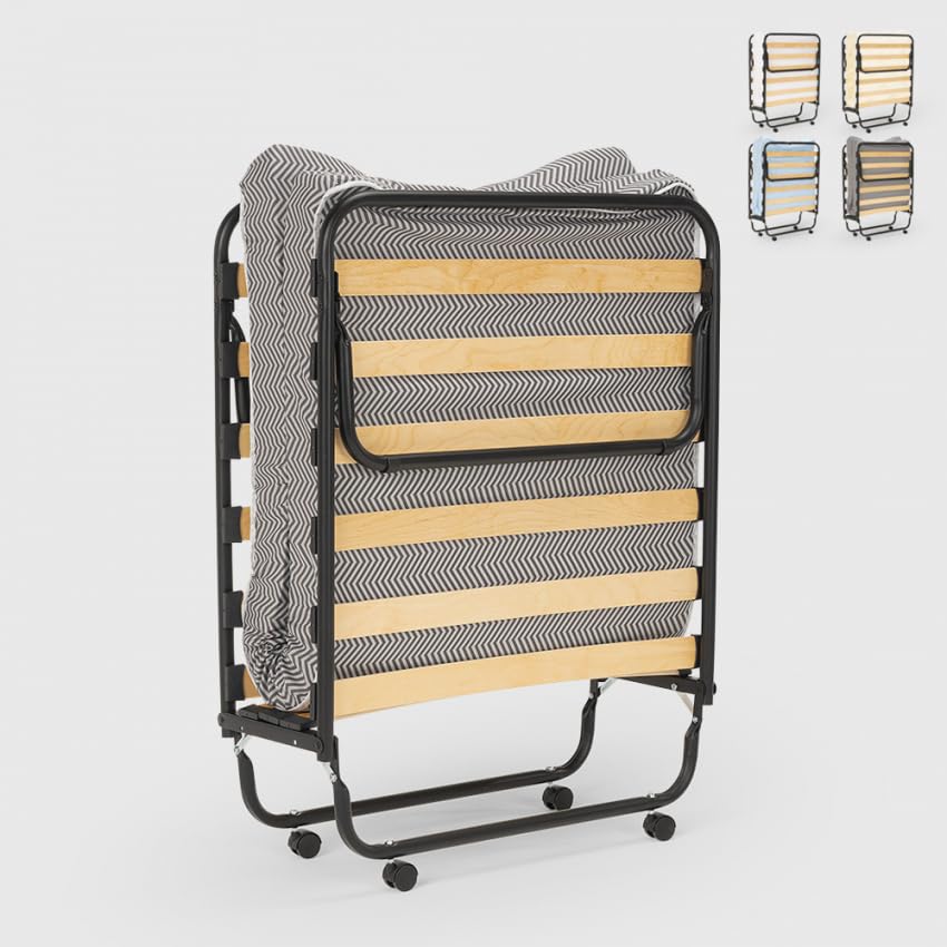 Produce Shop Brandina Letto Pieghevole con doghe e Materasso 80x180cm in Microfibra Apollo - Verde