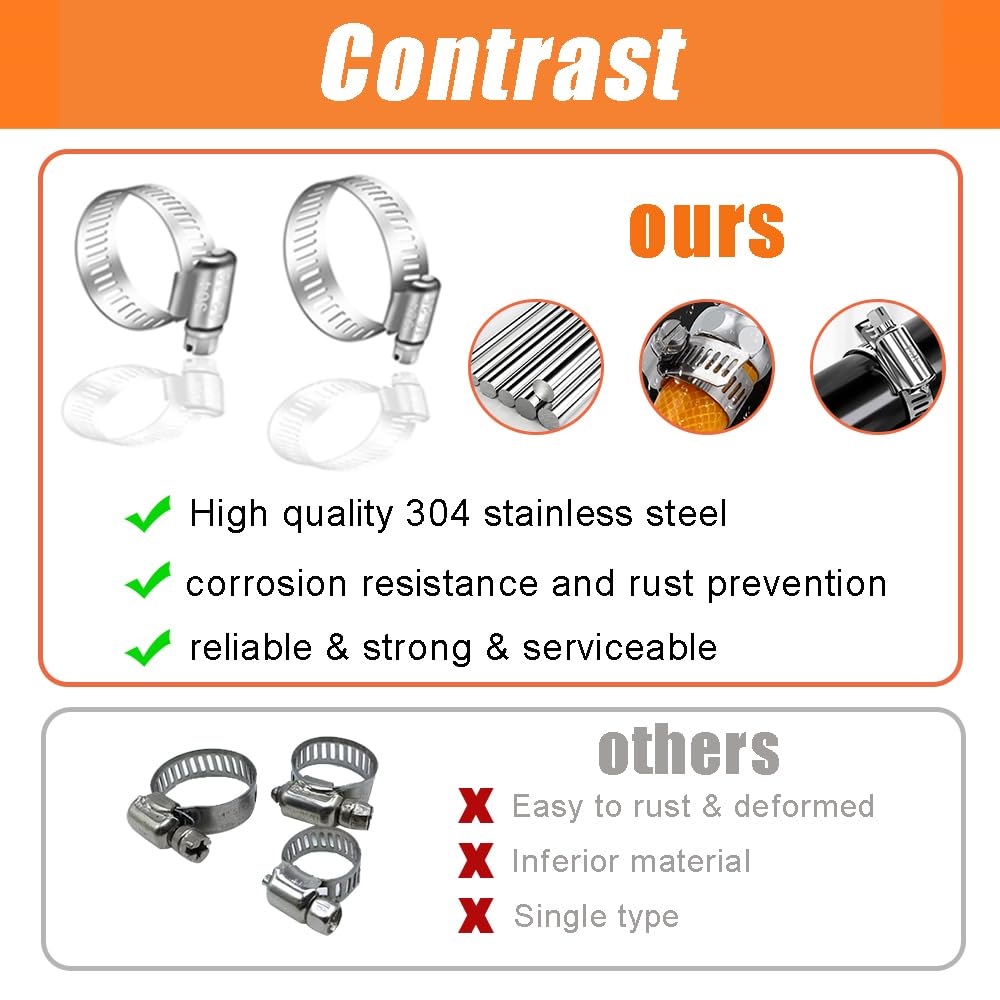 NEBURORA 59-82 Collier De Serrage Réglable En Acier Inoxydable 304