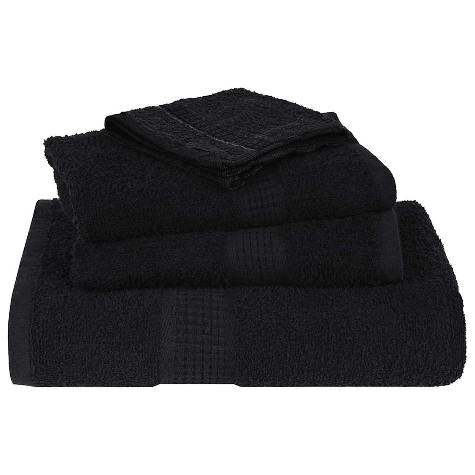 Tidyard Asciugamani Ospiti, Set da 10 Pezzi Neri 30x50 cm, 100% Cotone 360 g/m², Morbidi e assorbenti, con Anello per Appendere, per Bagno e casa