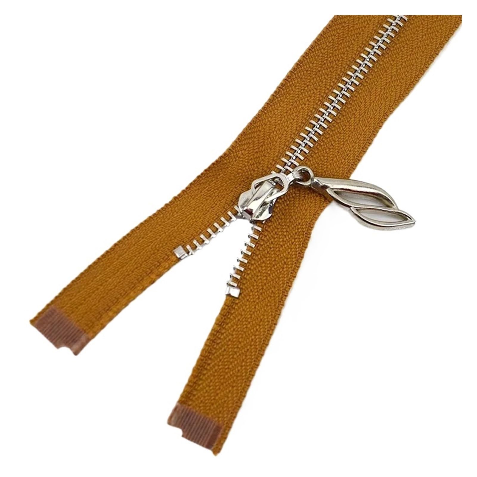 5Pcs 3# Metal Zipper for Sewing 20-25cm Close-End Zippers Silver Tooth Bag Decor Zip DIY Garment Accessories(ZA078-Camel,Close-End-25cm)