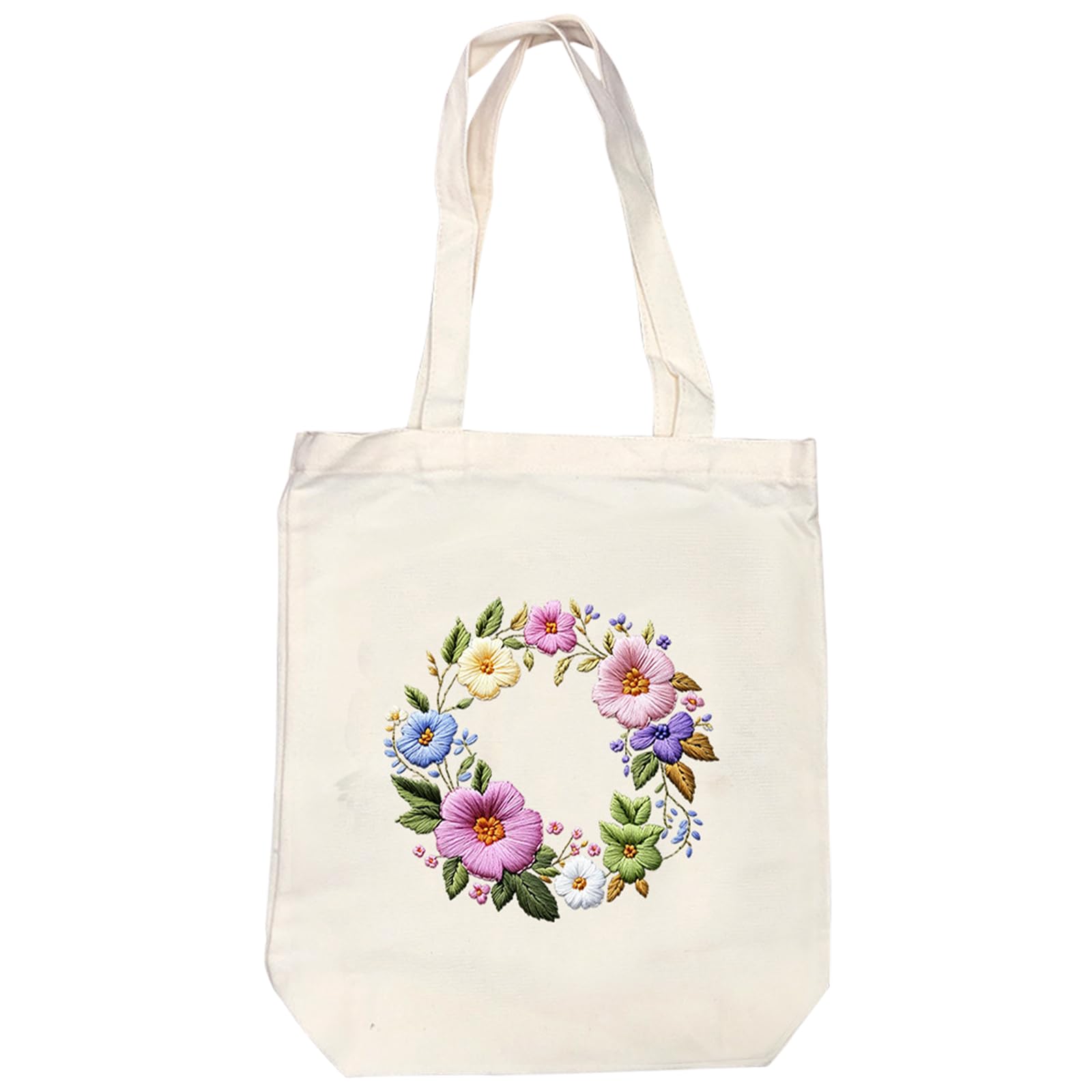 Embroidery Canvas Tote Bag, DIY Needlework Embroidery Craft Kit with Hoop