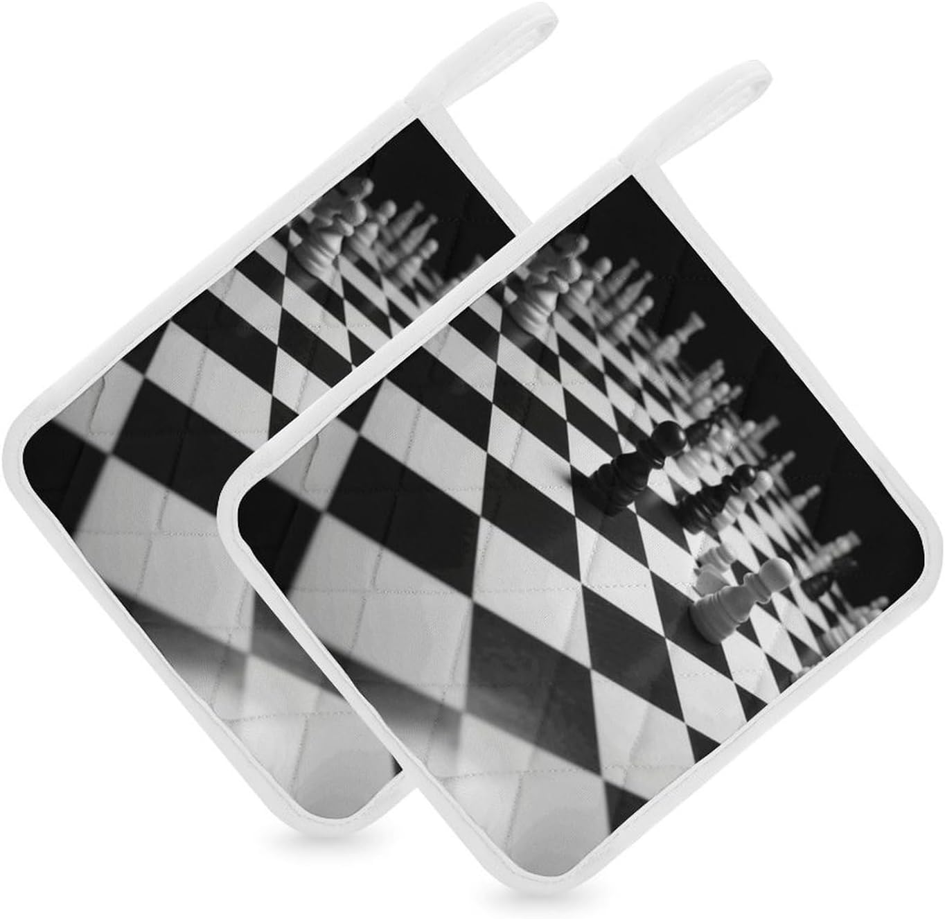 Black White Chess Checkerboard Polyester Heat Resistant Pot Pad Non Slip Anti Scald Hot Dish Mat Reusable Table Protector for Kitchen Hot Pot Mat Wear Resistant Heat Proof Table Pad for Countertop Din