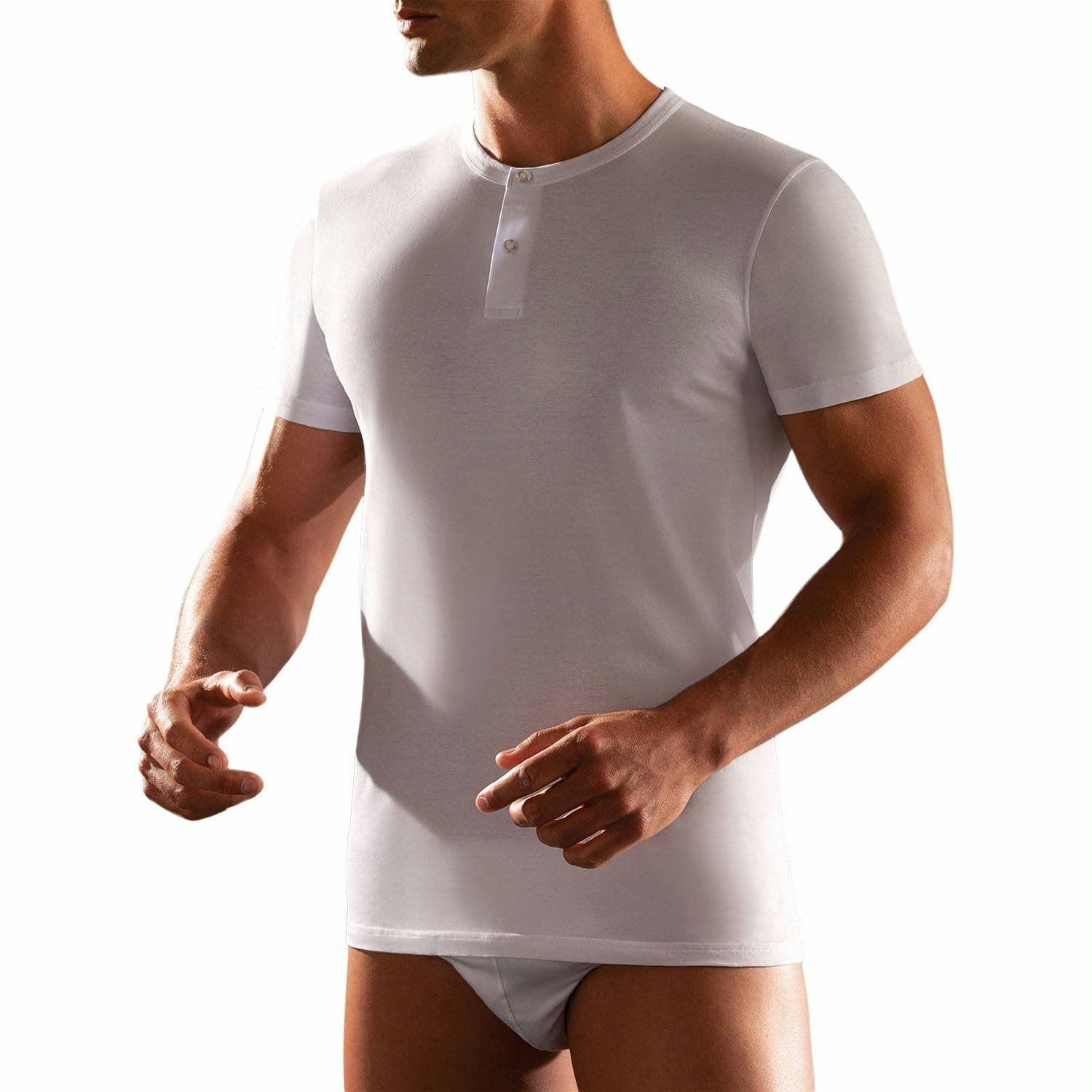 CAGI 3 T-Shirt Maglia Uomo Art 1308 Manica Corta Serafino 100% Cotone Bianco 4 5 6 7