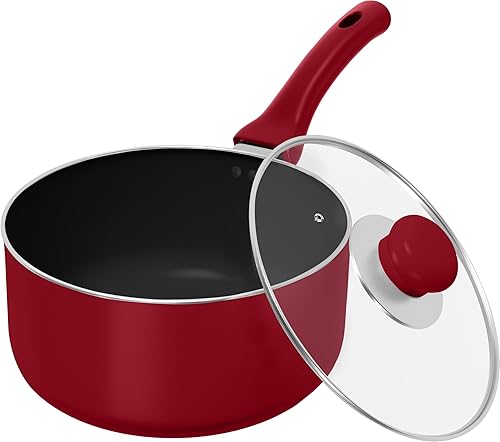 Miniatura 8 de Utopia Kitchen Cacerola antiadherente con mango desmontable de 2 cuartos de galón con tapa de vidrio, uso multiusos para el hogar, cocina o