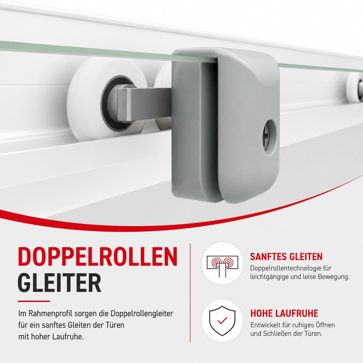 Schulte Duschkabine Eckeinstieg 75–90 cm, Schiebetüren, Querstreifen | Variable Duschabtrennung in Silber Grau, 180 cm hoch, mit 4 mm klarem ESG für Größen von 75x75 bis 90x90 cm.