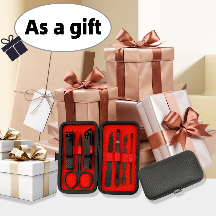 Manicure Kit for Men Women Nail Clippers Pedicure Tools Kit Travel Nail File Toe Set Finger Grooming Kits Christmas Birthday Gifts Ideas Stocking Stuffers Kids Adults Teens Boys Girls Friends(Black)