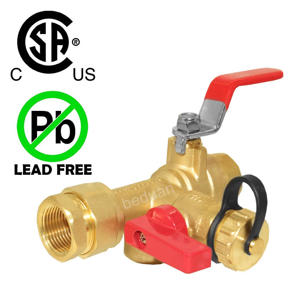 Beduan Kit de válvula de servicio de calentador de agua 3/4 pulgadas IPS aislador sin tanque con válvula de alivio de presión, construcción de latón limpio
