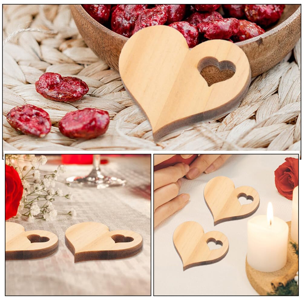 Amazon | Ciieeo 100個 木製 ハート 形 スライス 3. 9Cm 未完成 木材