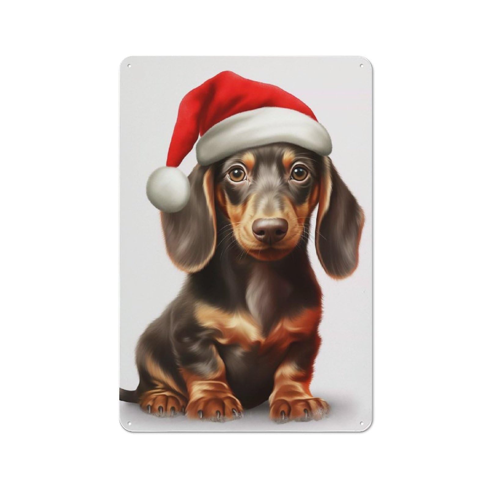 Junmoney Christmas Dachshund Rustic Tin Sign 30X20cm Featuring For Bar Or Restaurant, A Housewarming Gift For Bar Decor Enthusiasts