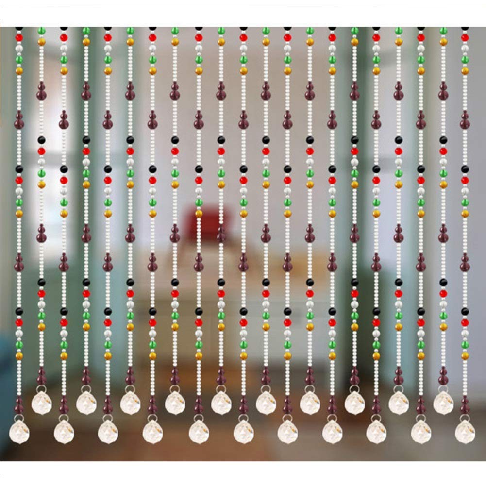 HAPPLiGNLY 30 Strands Beaded Door Curtains for Doorways Bead String Curtain for Room Dividers Crystal Glass Home Decoration Stainless Steel Hanging Rod -Punch-Free Installation