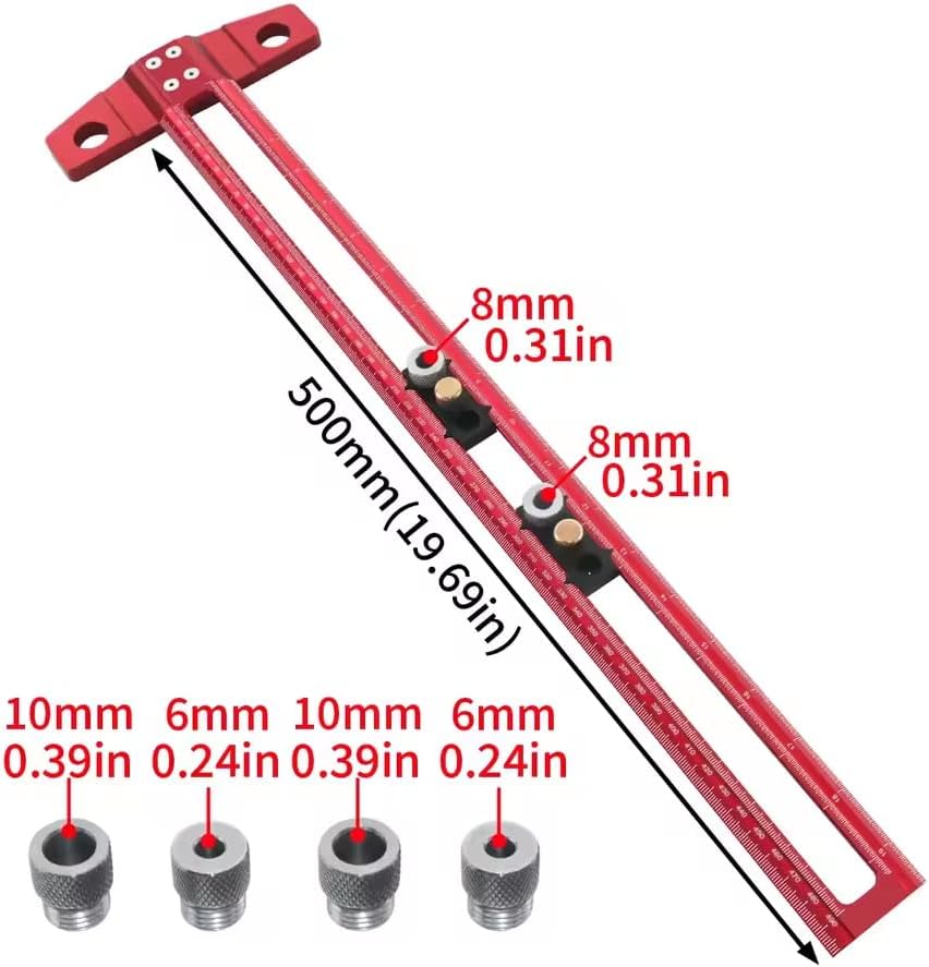 zmart 2in1 ドリル 位置 決め スコアリング 定規 アルミニウム合金 多目的 ダボ ジグ 6810mmドリルスリーブとアク