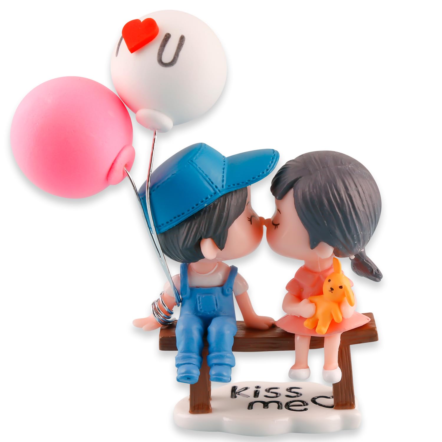 Bojueshaw Cute Couple Car Decoration - Love Balloon Design Car Interior Ornament, Unique Dashboard Figurine with Sun Protection Base for Couples(Blue Pink)