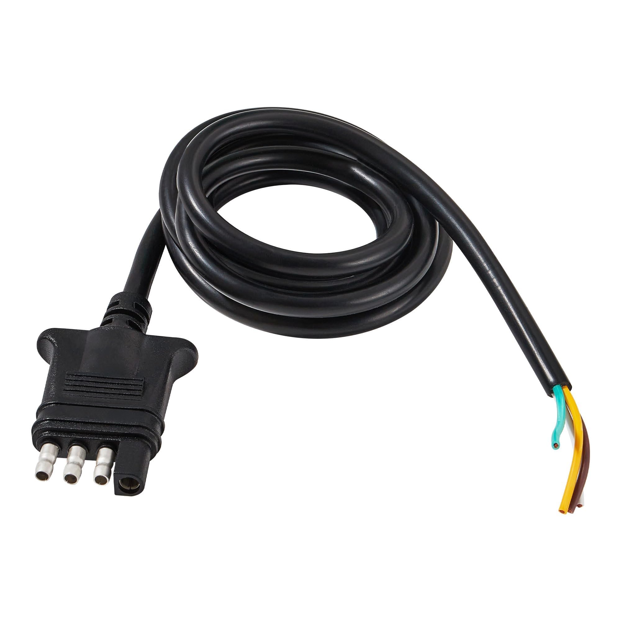 Oyviny Heavy Duty 4 Pin Trailer Wiring Harness 5 Feet, 18AWG Pure Copper Flat 4 Pin Trailer Plug Connector Jacketed Cable, Trailer-Side 4 Way Tow