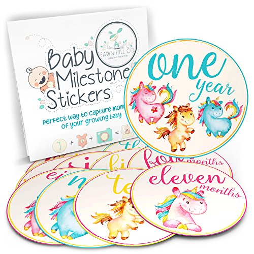 Baby Monthly Stickers - Milestone Month Sticker for Onesie or Scrapbook - 12 Unicorns 4