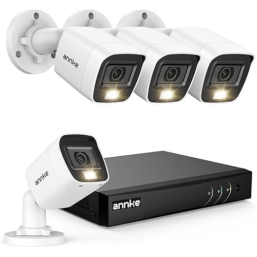 ANNKE 8CH 3K Lite Wired Security Camera System, H.265+ DVR with AI Human/Vehicle Detection, 4X 1080p CCTV Bullet Cams, Smart Color Night Vision, Easy Remote Access, IP67, No Hard Drive Disk