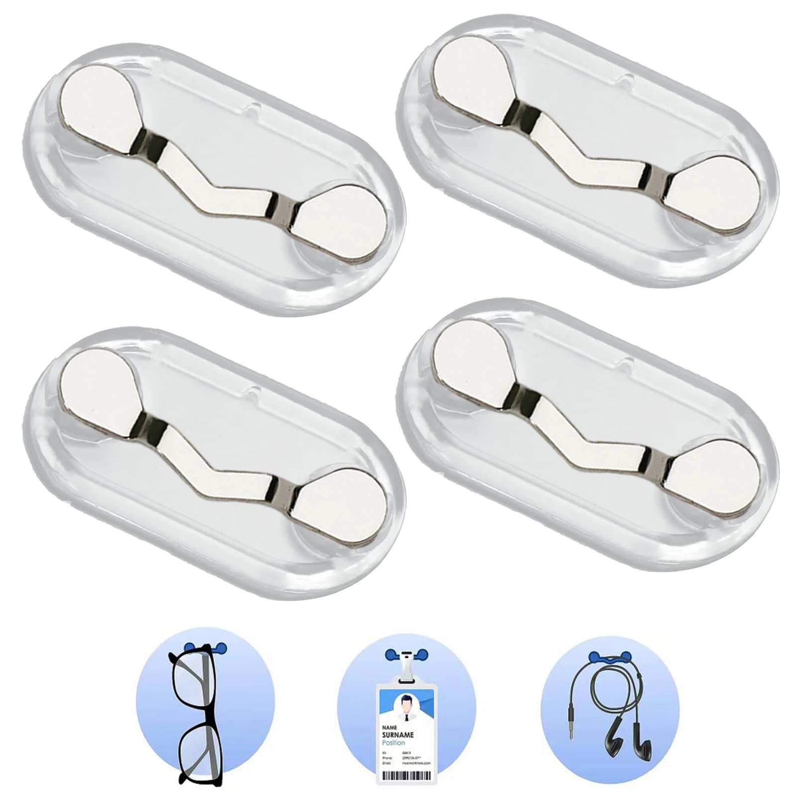 4 Pack Magnetic Badge Holder for Shirt Magnetic Eyeglass Holder Sunglasses Holder Stand Magnetic Name Tags for Clothes