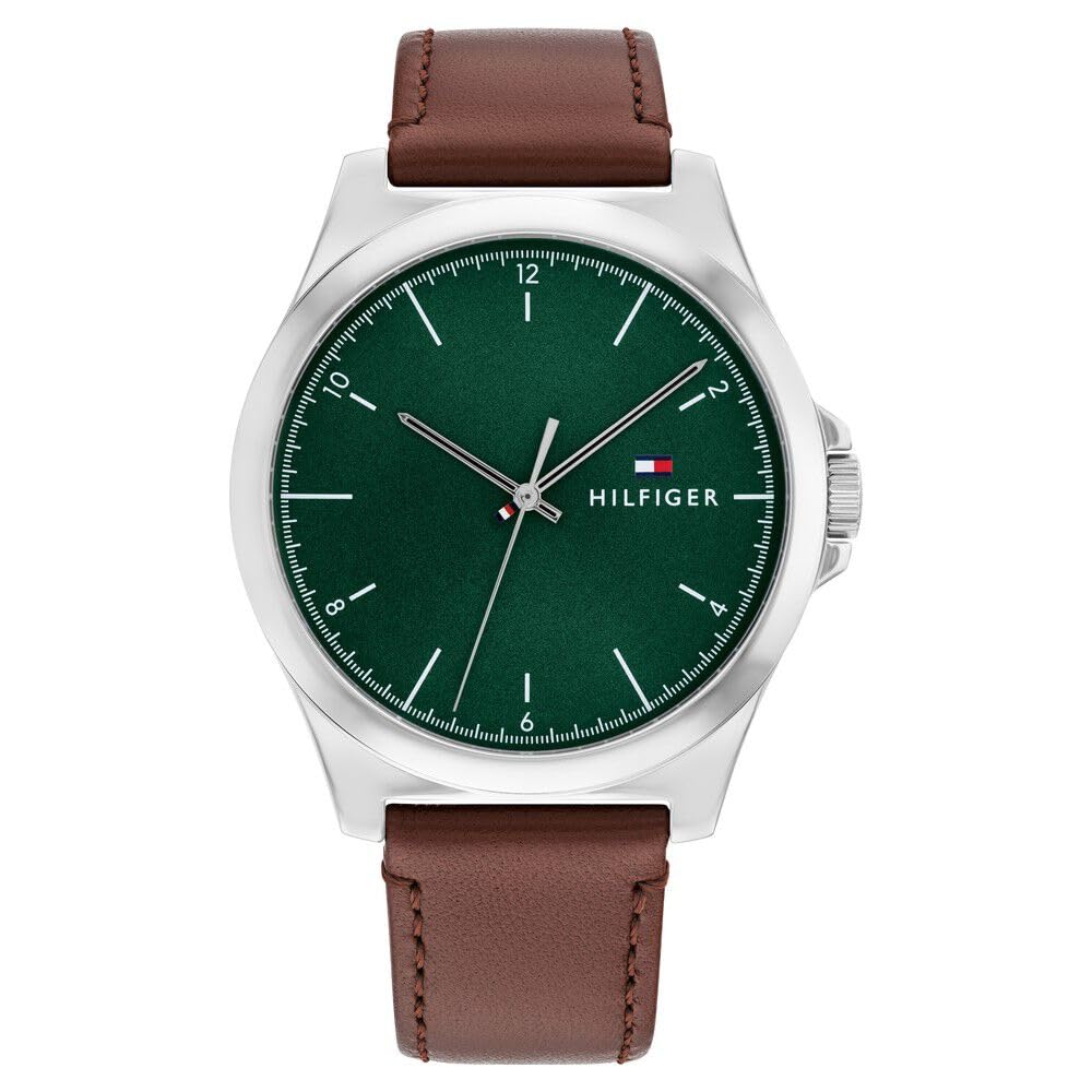 Tommy Hilfiger Quartz Analog Green Leather Strap for Men-TH1710602 (B0CW9KZTJV) Amazon Price History, Amazon Price Tracker