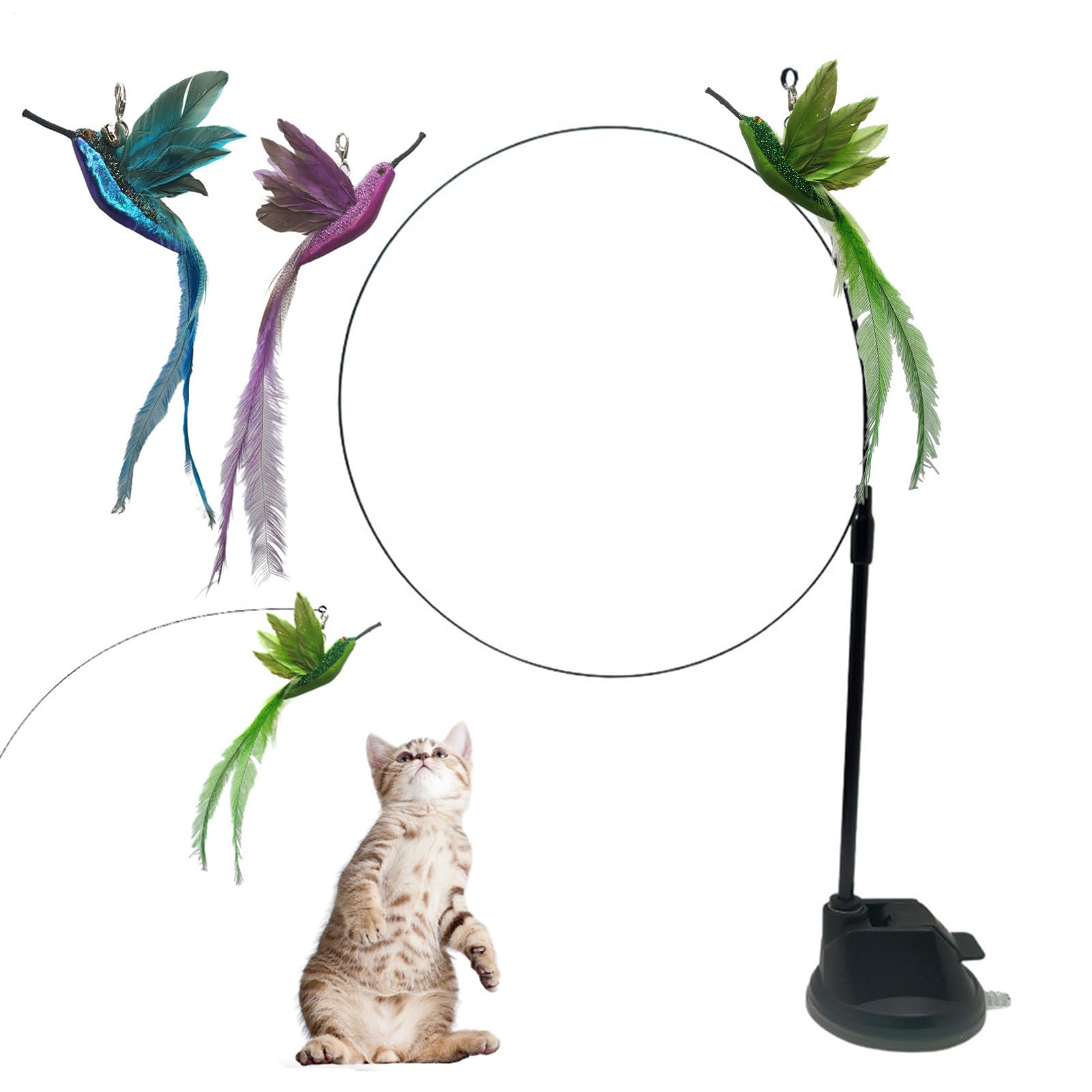 Jouet pour chat ventouse avec tige flexible haute résilience