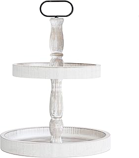 Decorative Tray - Two Tiered Tray Cupcake Stand Farmhouse Rustic 2 Tiere...