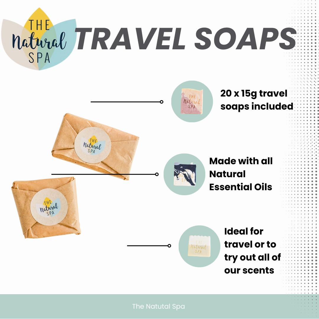 The Natural Spa Travel Wash Bars, Pack of 20 Mini Travel Bars suitable for all hair types Made with natural oils, Almond Oil - Image 2